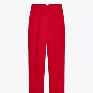 Zara Bright Red High-Waist Tailored Trousers